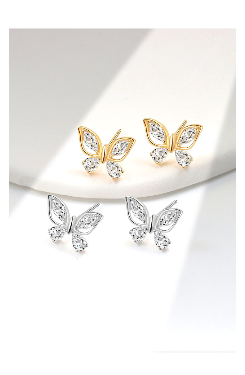 1 Paar 925 Sterling Silber 925 Sterling Silber Ohrringe Schmetterling Kleine Ohrstecker display picture 6