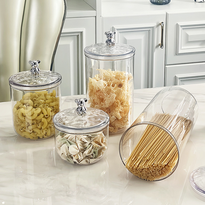 Transparent Plastic Sealed Jar Coffee Bean Tea Kitchen Grain Storage Jar Snack Biscuit Candy Storage Jar