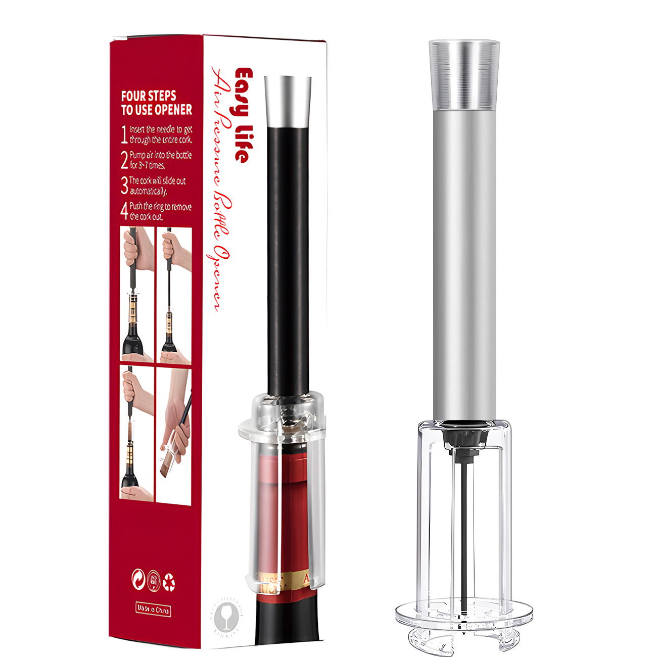 실버 ABS 폴 알루미늄 헤드 공기압 병따개