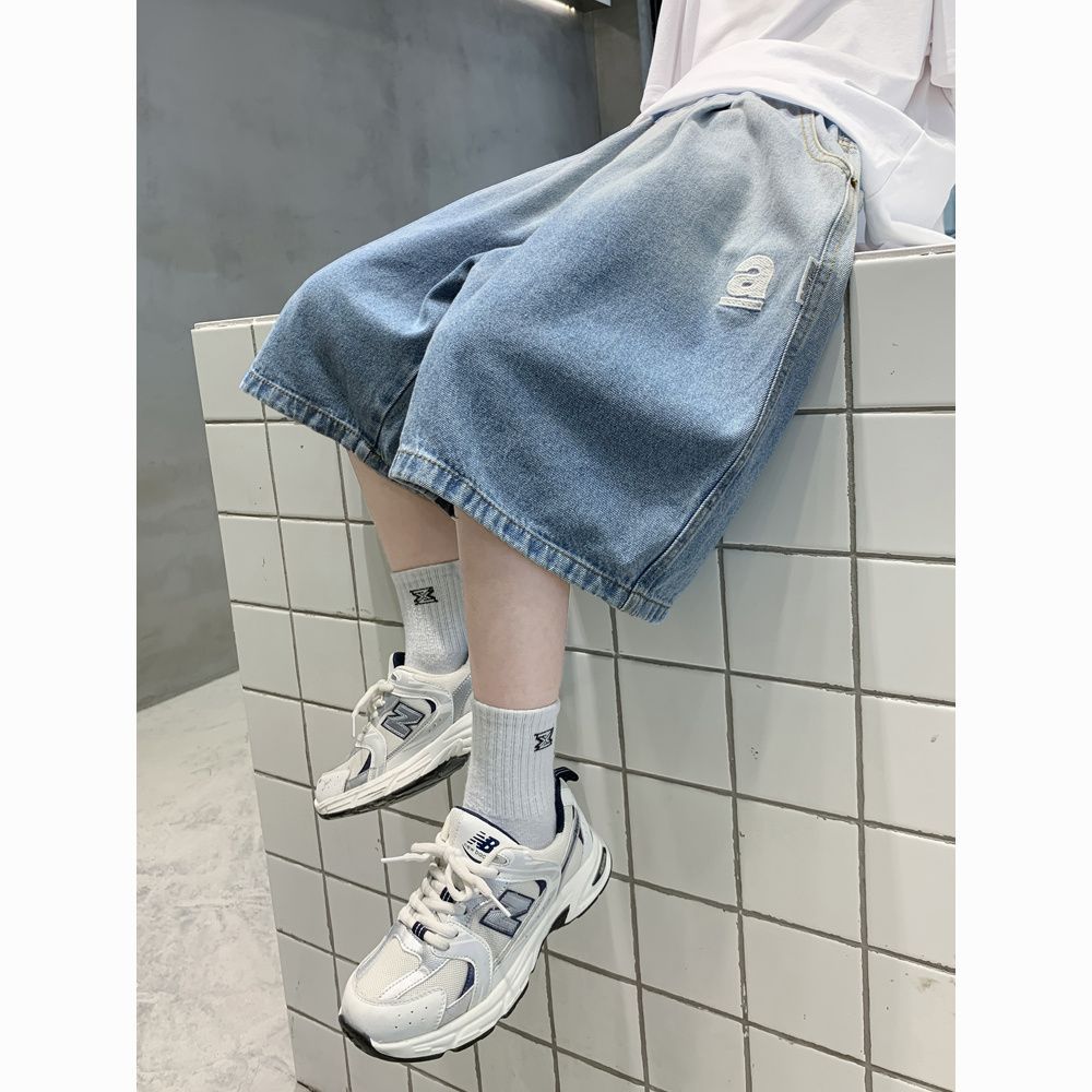 Boys' Loose Denim Shorts Breathable Thin 2024 New Stylish Children's Pants Summer Casual Handsome Mid-Length Shorts