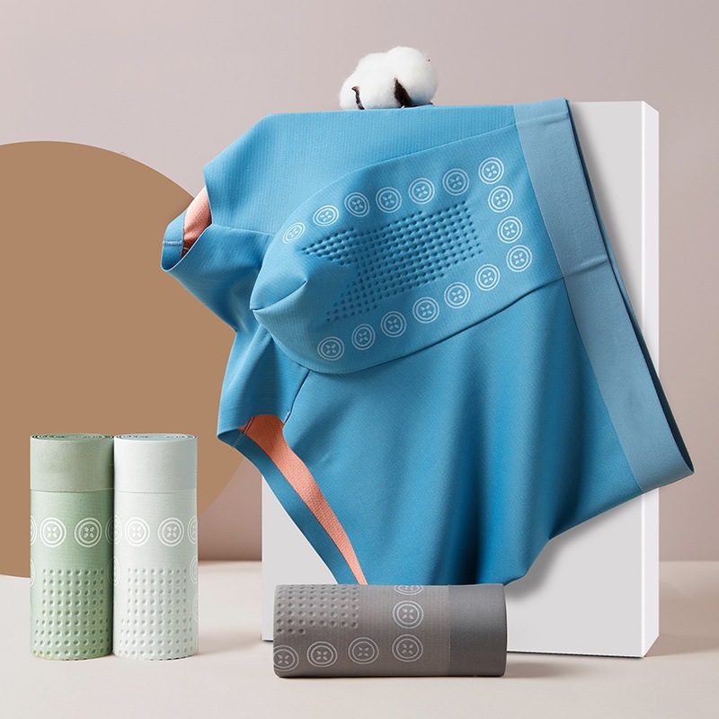 3] 100s nuevo modelo de hombre calzoncillos de ángulo plano pantalones de calzoncillos transpirables entrepierna antibacteriana de los niños cabeza de pantalones cortos de cuatro ángulos