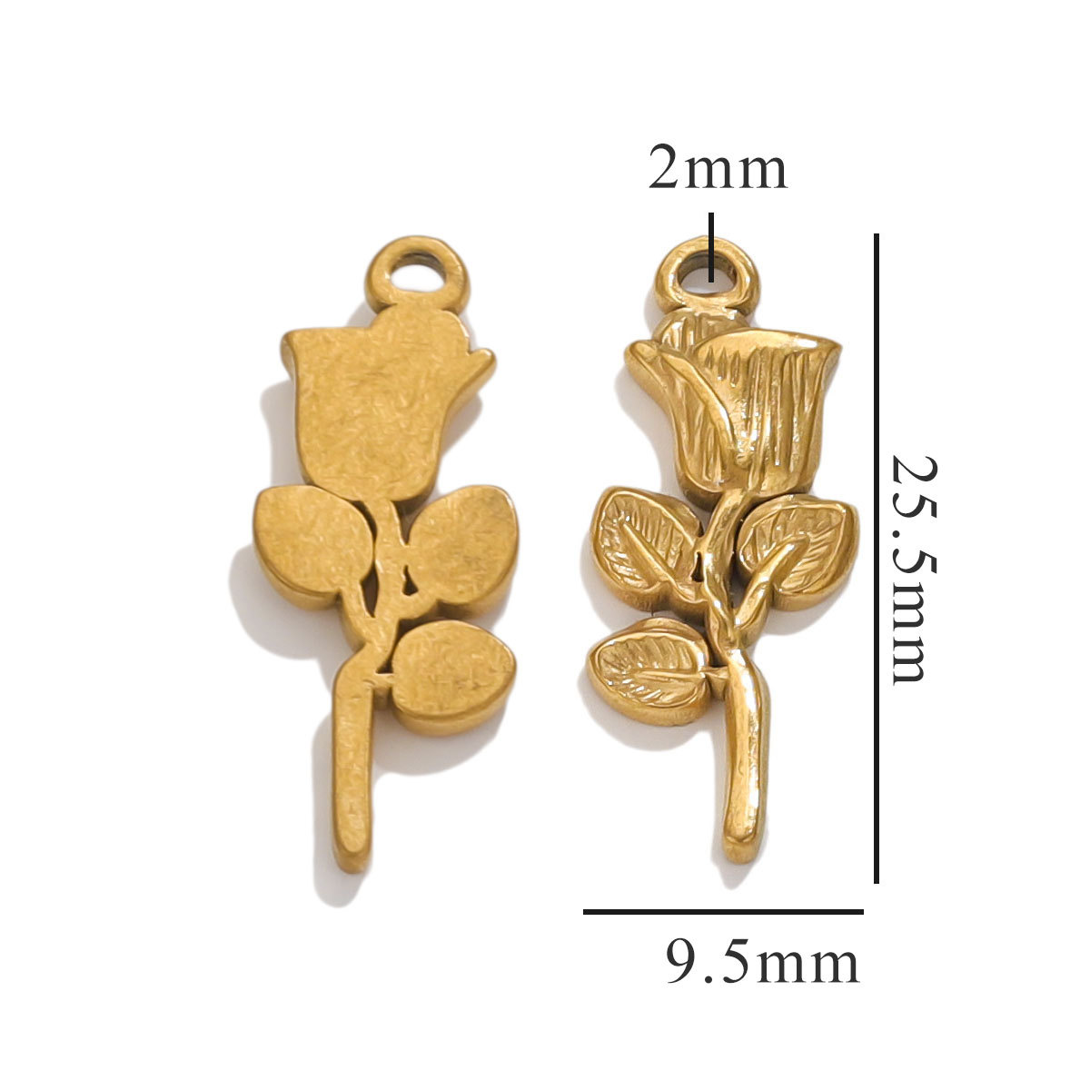 Acero inoxidable retro colgante rosa pulsera colgante de acero titanio corazón de桃 DIY colgante de hojas impermeables al por mayor