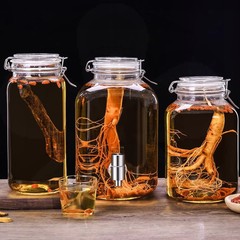 酒入れガラス瓶白瓶空瓶スナップ蓋密封缶酒つぼ人参鹿茸専用酒容器