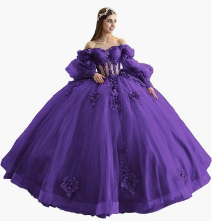 Flores vestido de adulto con mangas brillante con cuentas vestido dulce 2026 nuevo vestido de baile de hombro para mujeres image 12
