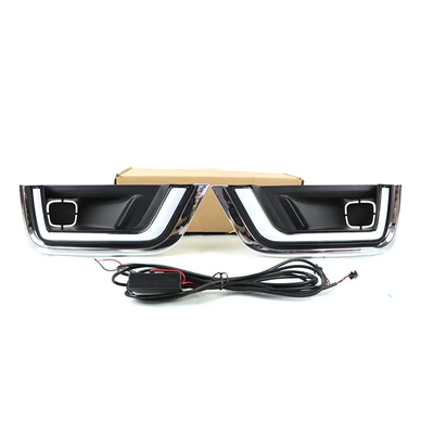 Suitable for 22 new Toyota Land Cruiser daytime running lights, Land Cruiser modified LED flowing turn signal front bumper fog lights (Gündüz işıqları) - dual-color-regular-white-light-turn-signal-yellow-light-one-set-for-left-and-right