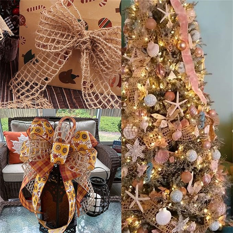 Amazon clásico natural jardinería hueco cinta de cáñamo Garland arco material red de pesca cinta de cáñamo 9 hilos de alambre de hierro