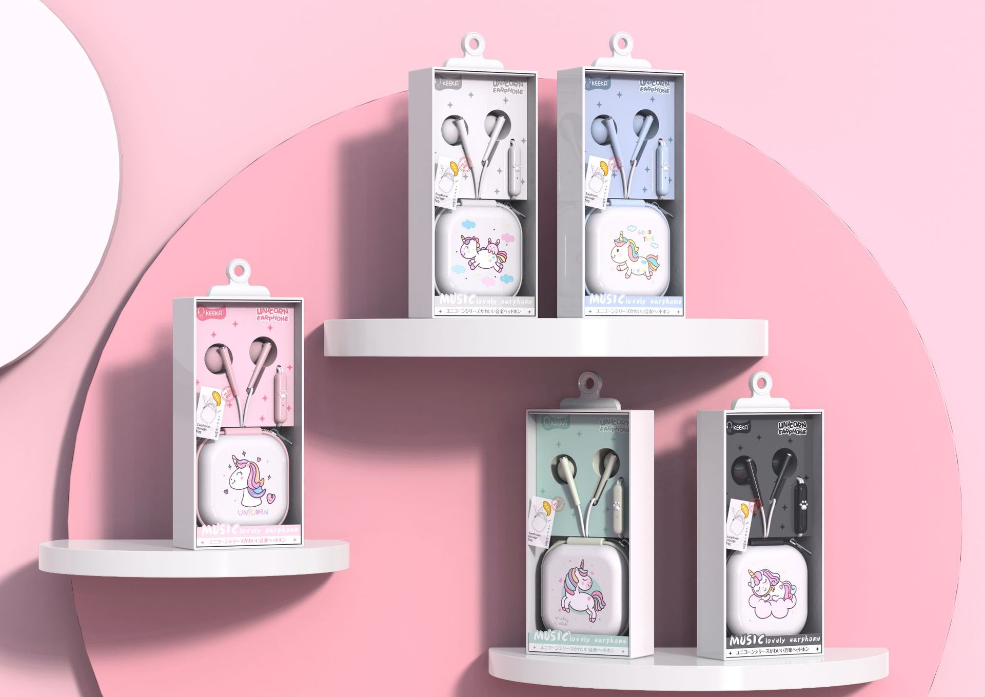 Cute Unicorn Wired Earphone with Mic