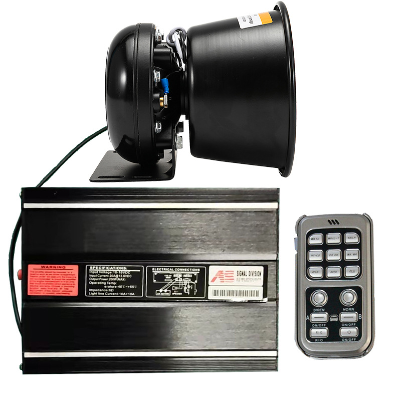 Wireless alarm 300W car loudspeaker siren high-pitched horn modified speaker AS7200K + square mouth speaker