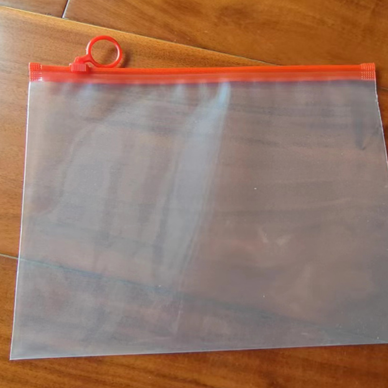 A4红色拉环塑料袋CPE磨砂拉链袋 半透明文件袋袜子外包装 可印LOG