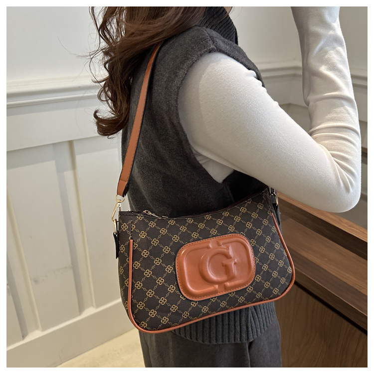 Cross-border retro trend small square bag for women, new fashionable printed French small square bag, niche and stylish single-shoulder crossbody bag undefined