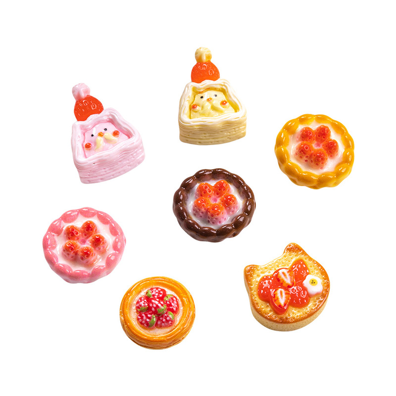 イチゴケーキ食品おもちゃ樹脂小物アクセサリー diy ヘアピンアクセサリーデザートハウスミニチュア食品おもちゃ子供のおもちゃアクセサリー|undefined