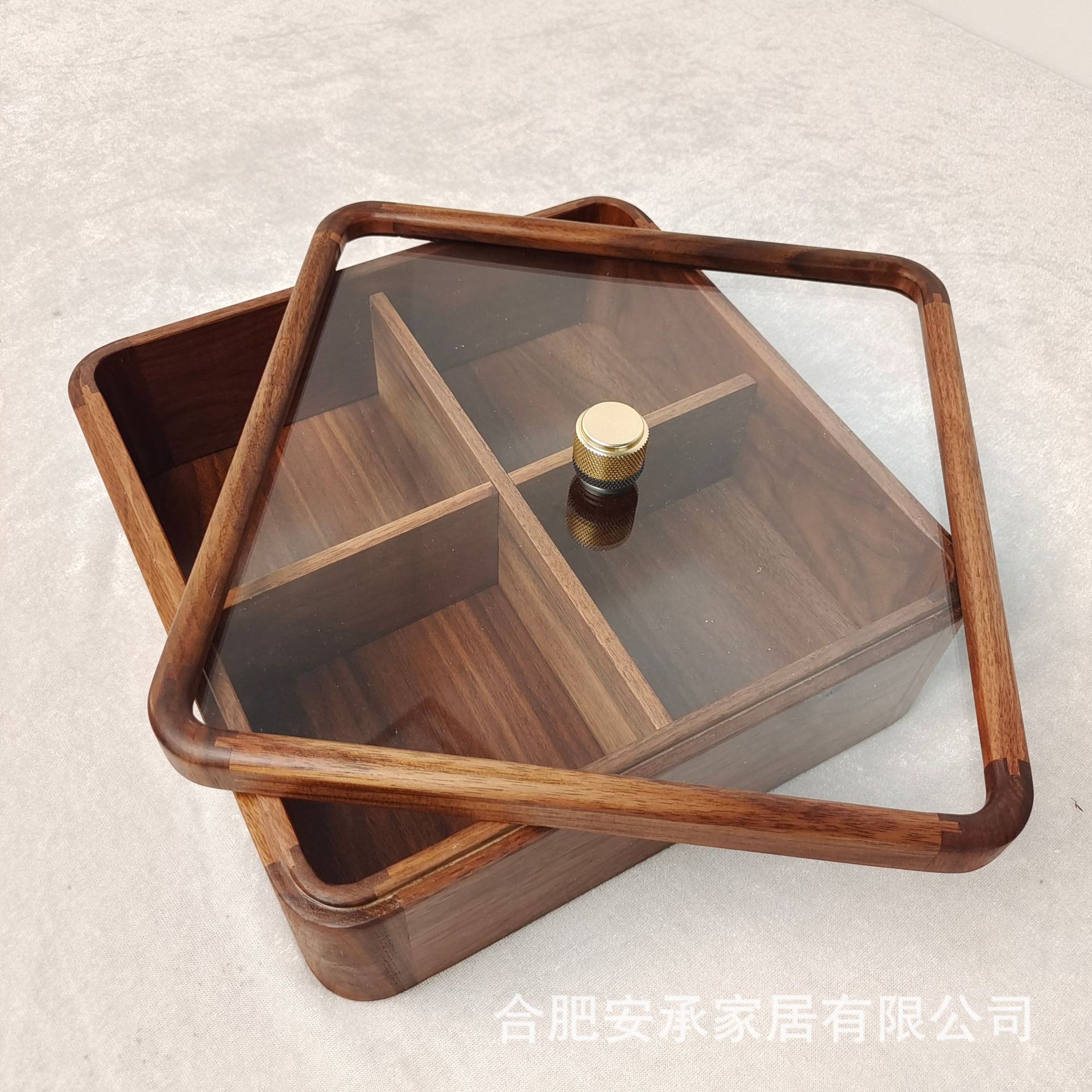 [A generation of fat]Black walnut Dried fruit tray Candy household a living room tea table snacks storage box Fruit plate