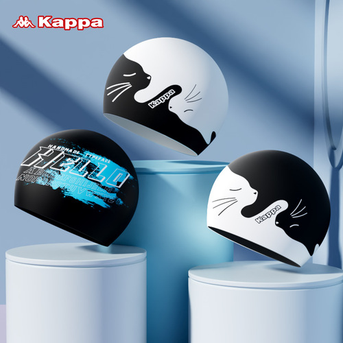 kappa swimming cap women's long hair waterproof non-stretching fashion adult men's plus size professional silicone swimming cap