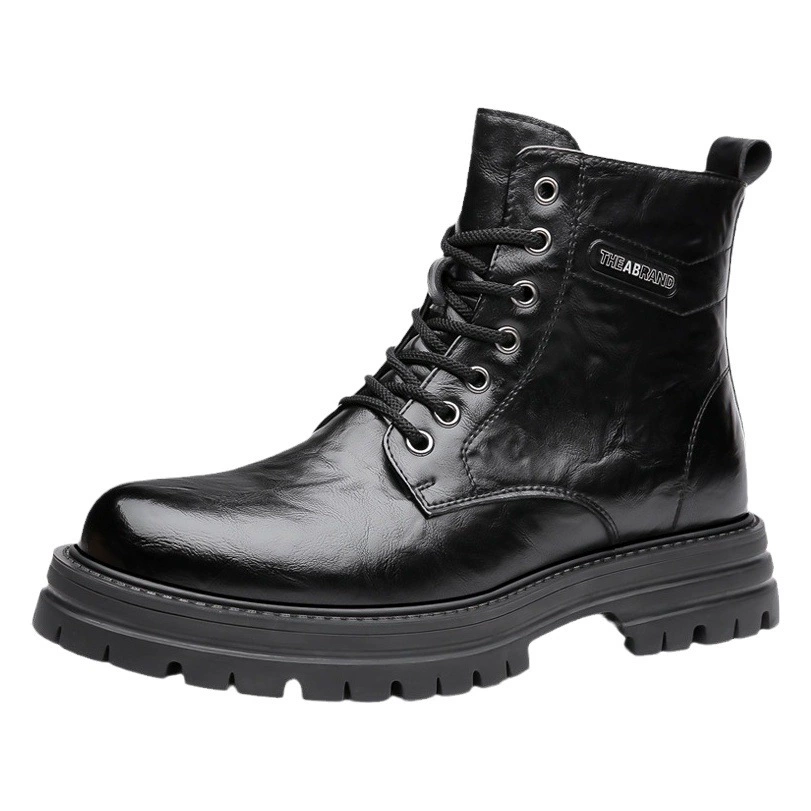 Ботинки Martin, мужские зимние теплые хлопчатобумажные ботинки на флисовой подкладке, мужская кожаная обувь с высоким берцем, зимние ботинки, модные мужские кожаные ботинки средней высоты из натуральной кожи