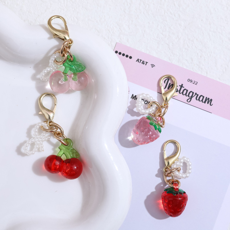 Cute Girly Heart Sweet Strawberry Heart-Shaped Keychain Female Creative Bag Jewelry Pendant Accounting Book Pendant