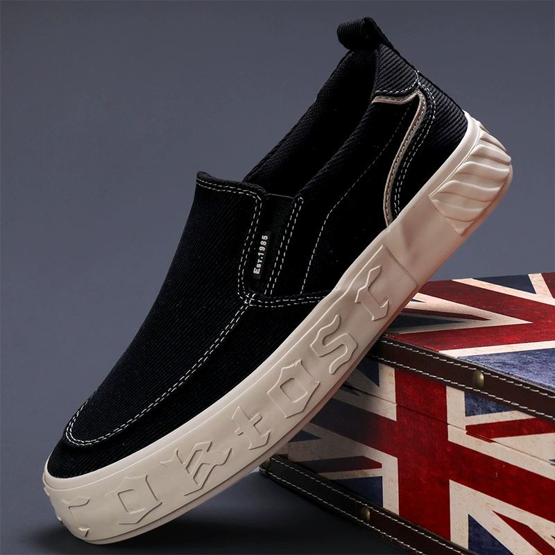 2025 осенняя новая мужская обувь в корейском стиле, модная универсальная модная повседневная мужская парусиновая обувь, удобная легкая обувь без шнуровки.