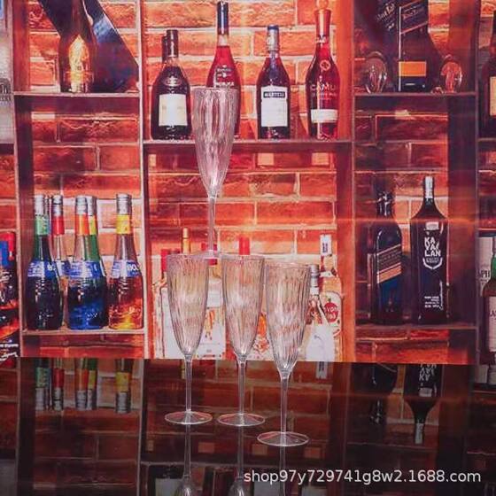 Plastic champagne glass disposable goblet wine glass wine glass transparent bar picnic party outdoor party