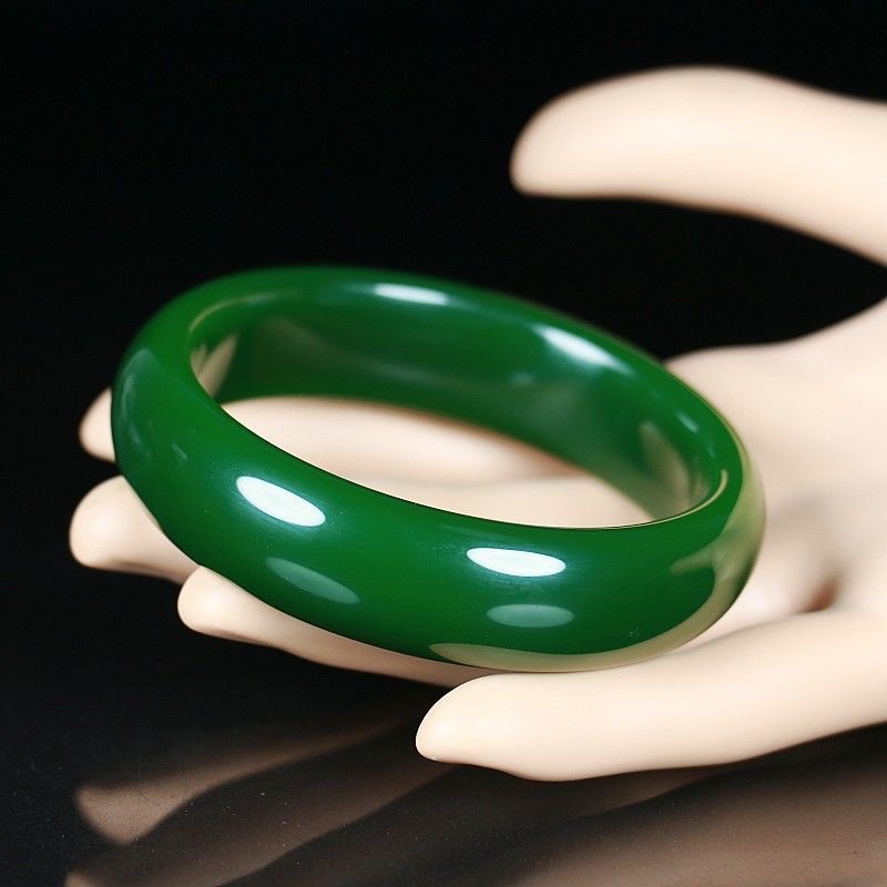厂家批发仿和田玉碧玉手镯 菠菜绿外蒙料手镯女士绿色玉石镯礼品