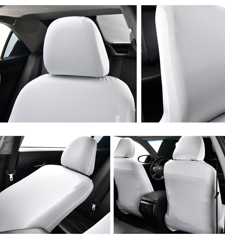 Elastic one-piece ice silk car seat cover for driver and passenger seats, integrated headrest and seat cushion with cooling effect, universal protective cover