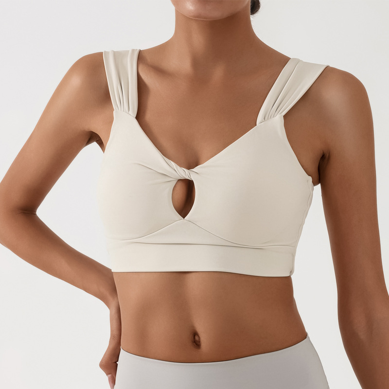 Comercio exterior cruzado Europa y América chaleco deportivo mujer cinturón de hombro amplio sensación de desnudez con cojín de pecho envuelto en el pecho chaqueta de yoga antichoque