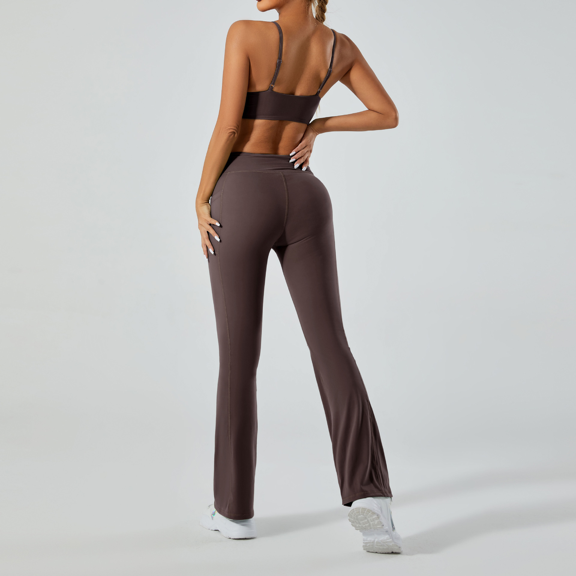 Simple Style Sports Solid Color Nylon Zip Collar Tracksuit Vest Leggings display picture 15