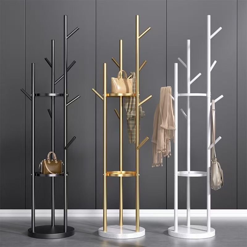Floor-Standing Vertical Hat Rack Bedroom Marble Coat Rack High-End Light Luxury Home Clothes Storage Rack Multi-Hanging Rod Clothes Hanger