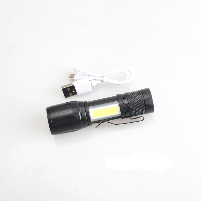 Linterna LED Mini Recargable para Exteriores, Portátil, Telescópica, Enfoque Ajustable, Luz Lateral COB, Cuerpo de Aleación de Aluminio 511, Regalo