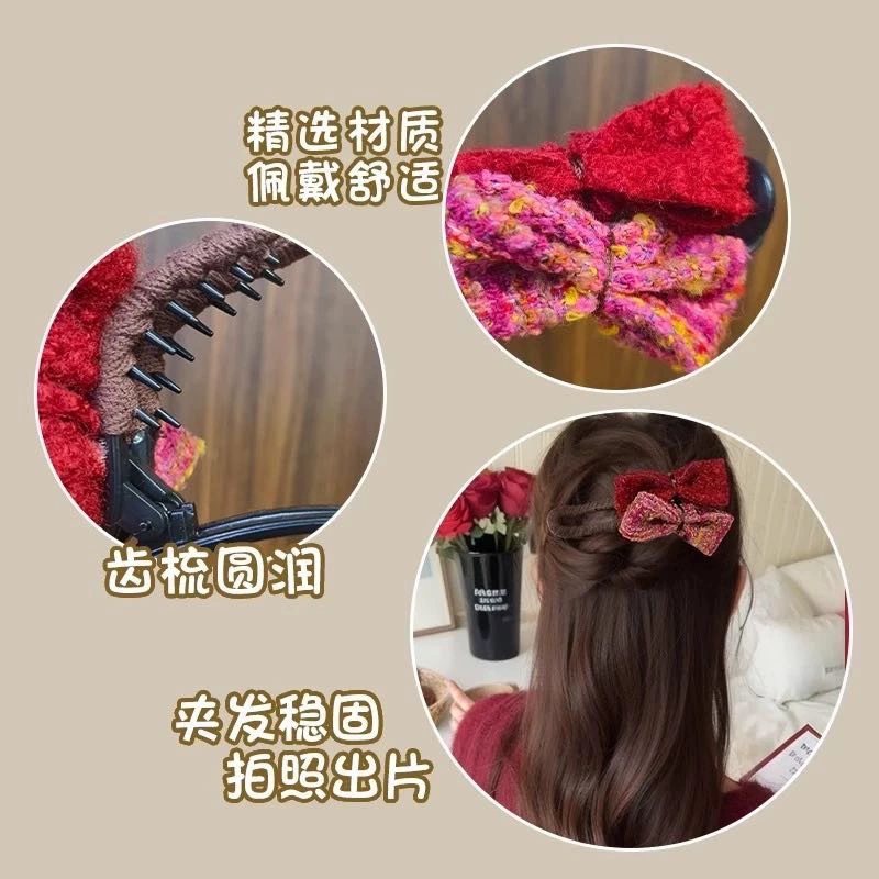 Small plush cute hairgrip with bow, shark, hair accessory, Chanel style