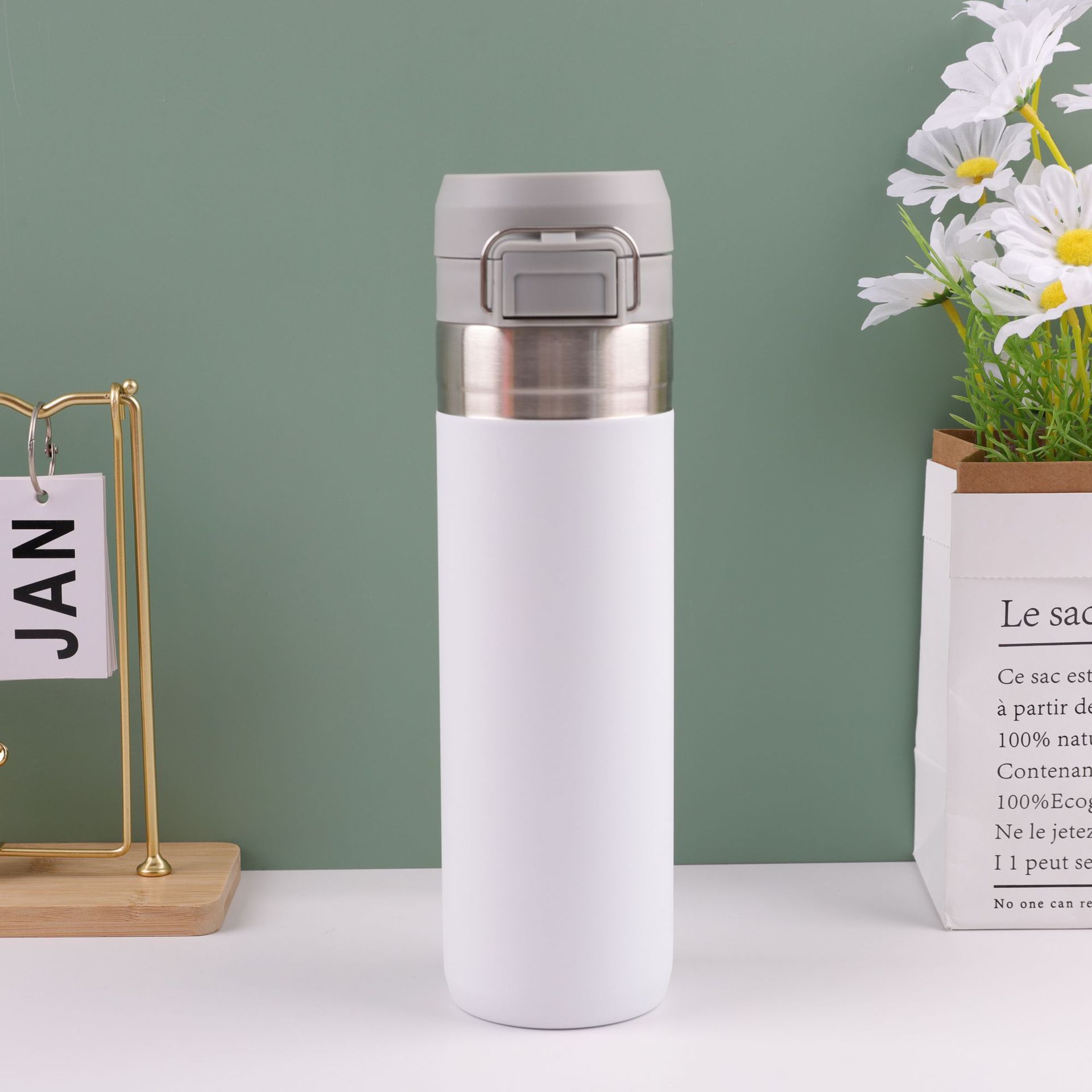 Nuevo termo de rebote de acero inoxidable 304 transfronterizo, botella de agua deportiva portátil, taza de agua doméstica simple al por mayor