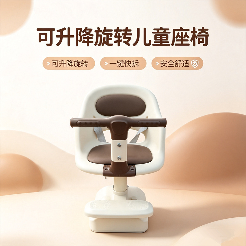 Electric vehicle front-mounted child seat can be raised and rotated, baby safety seat for electric bikes, shock-absorbing seat for infants and children