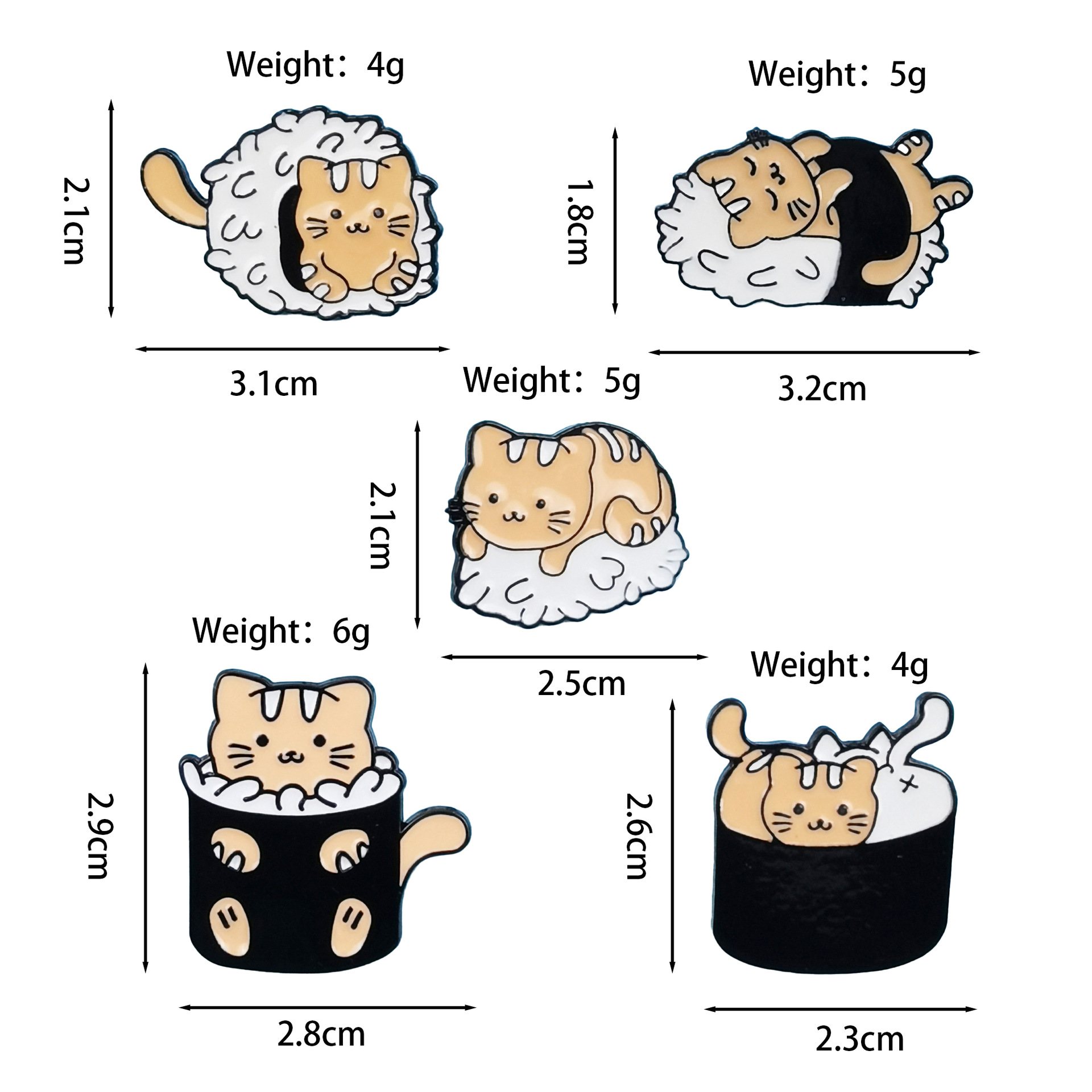 Broche de metal con forma de gato creativo Accesorios de insignia de gato de dibujos animados lindo