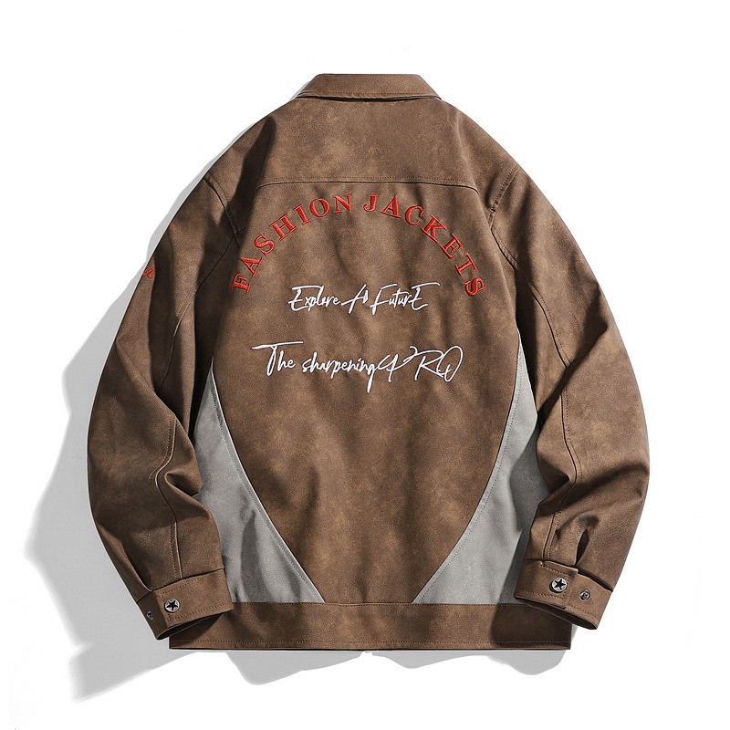 Veste en cuir synthétique suédé pour homme – Manteau motard punk avec boutons et poches à rabat pressionné pour le streetwear et la conduite urbaine (S-3XL, 2 couleurs)_voghion.com