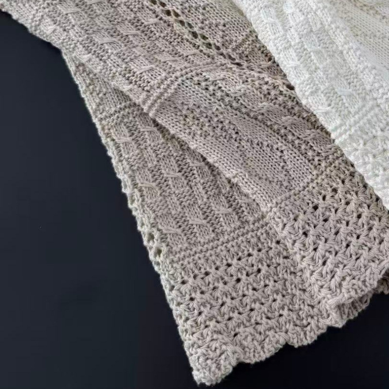 I*T Hollow-Out Cable-Knit Sleeveless Long Cardigan/Round-Neck Vest M051301