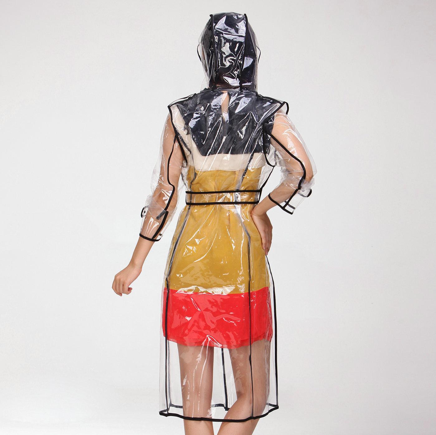 투명한 비옷 긴 패션 성인 판초 야외 하이킹 재킷 에바 가장자리 독특한 벨트 여성용 무료 배송