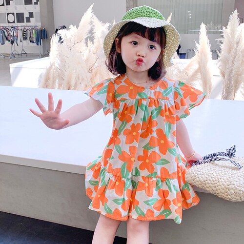 Girls dress, beach dress, camisole dress, small and medium-sized children's cotton spring and summer princess dress, little girl is cute and super fairy
