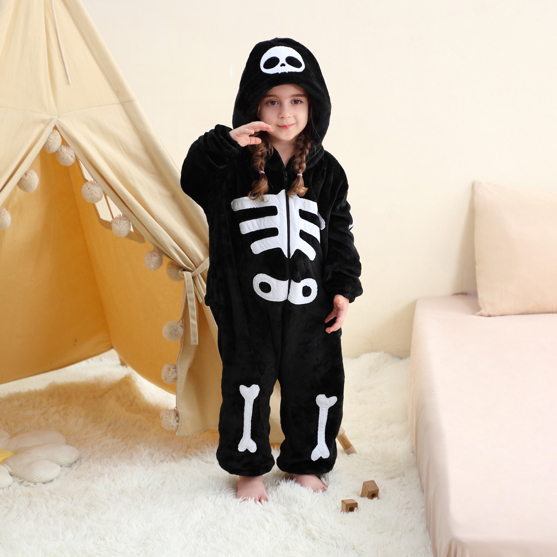 Pijamas de franela de una pieza con dibujos animados de animales para niños Michley, monos navideños infantiles transfronterizos, disfraces para actuaciones.