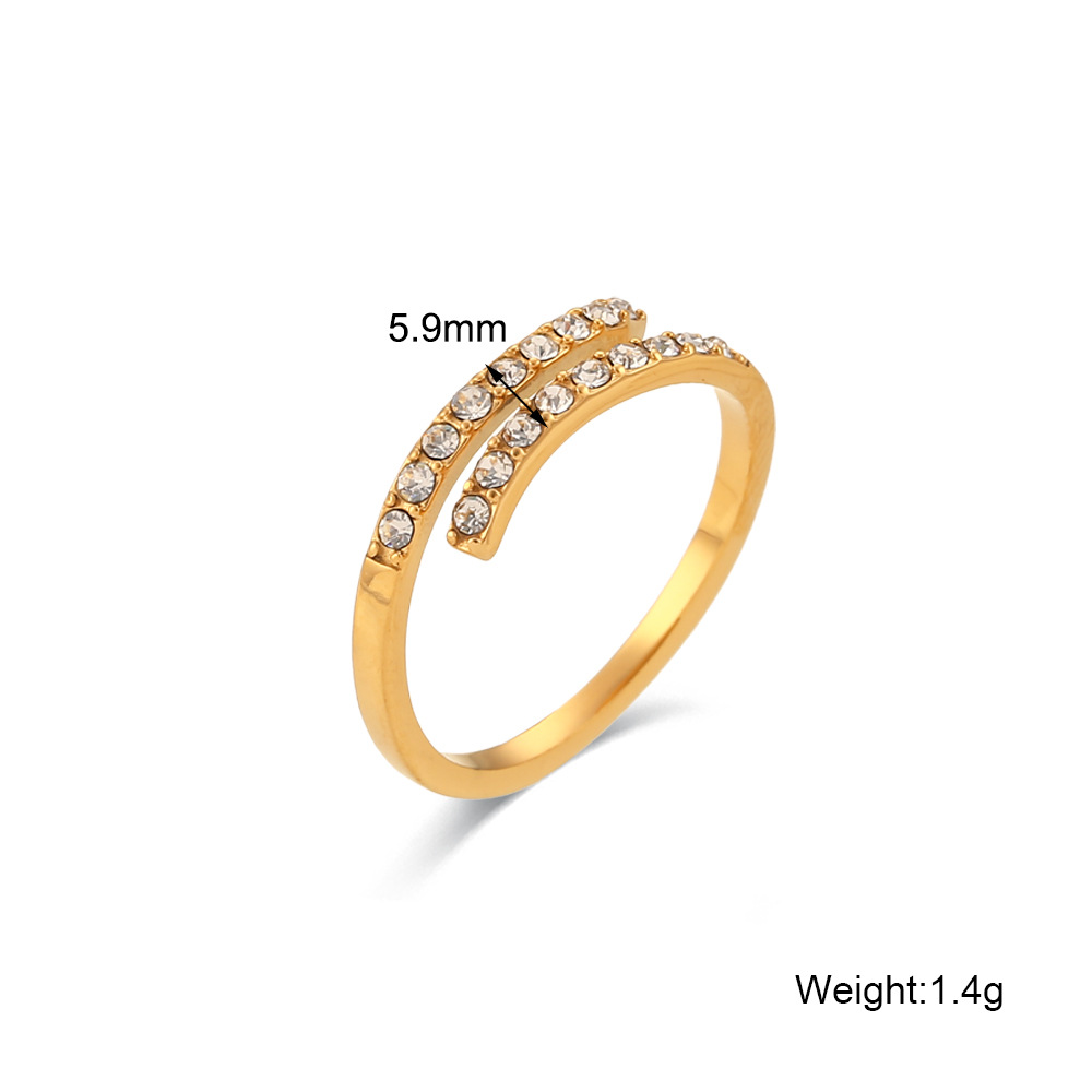 Stainless Steel Adjustable Transparent Zircon Ring