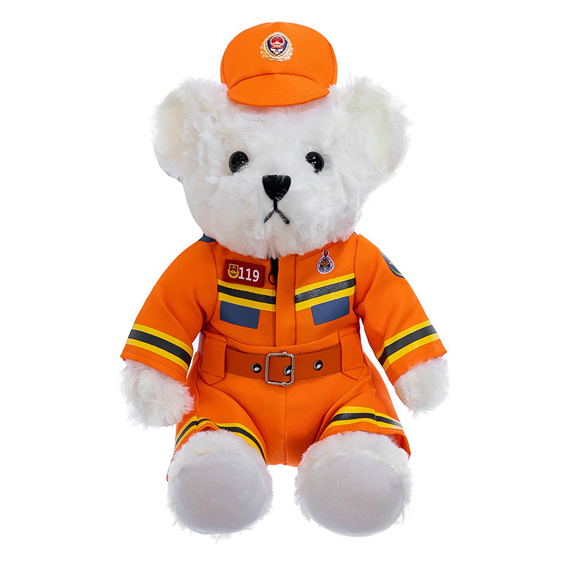 Policía de tráfico oso red hierro jinete muñeca de fuego oso oso coche policía oso regalo Teddy oso muñeca de peluche