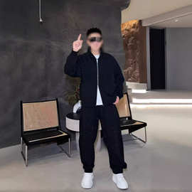 男士时尚潮流百搭宽松舒适简约高级感休闲痞帅个性两件套男设计感