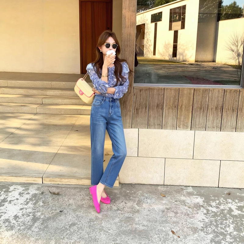 The Fit Is Great~ Li Girl's Four-Way Stretch Baguette Jeans for Women, 2026 New High-Waisted Slimming Straight-Leg Pants