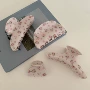 碎花盘发可爱粉玫瑰鲨鱼夹