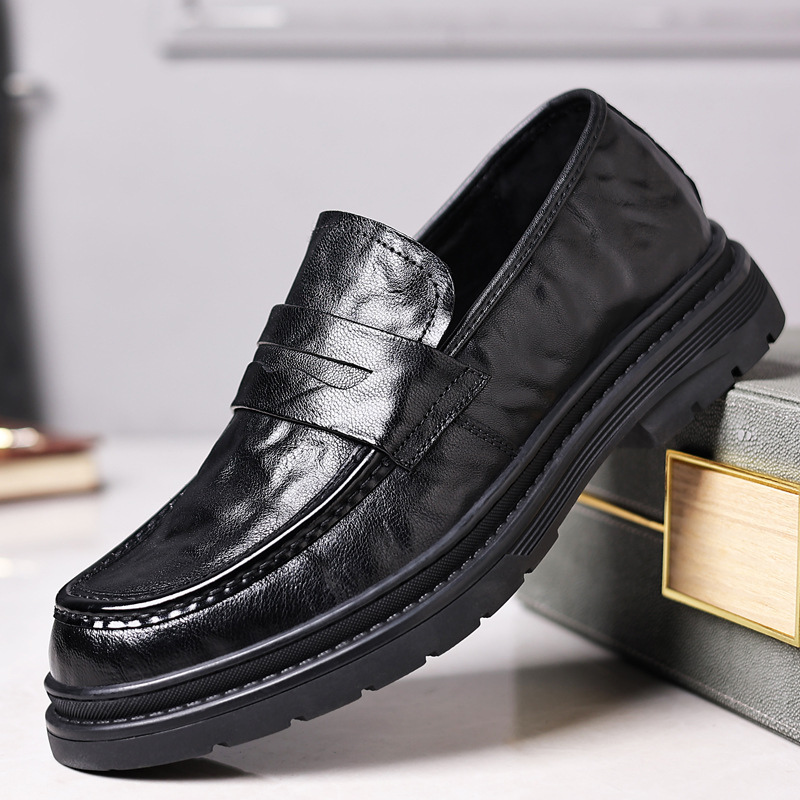 Primavera primera capa de piel de oveja de los hombres de negocios casual zapatos de cuero grande del dedo del pie ropa formal de cuero genuino estilo británico zapatos de los hombres zapatos individuales suaves