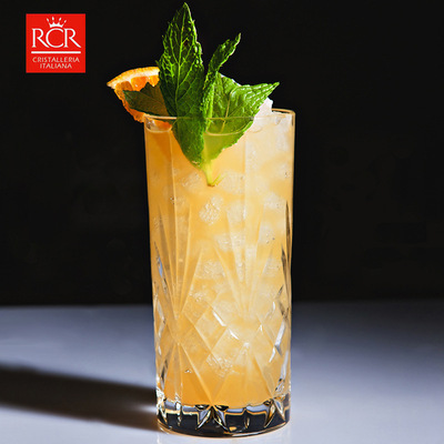 RCR刻花长饮杯欧式花纹柯林杯玻璃杯长岛冰茶杯雕花鸡尾酒杯360mL|ms
