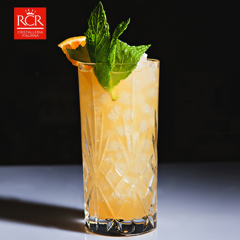 RCR刻花长饮杯欧式花纹柯林杯玻璃杯长岛冰茶杯雕花鸡尾酒杯360mL|ms