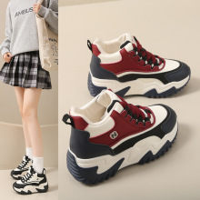 JC8851内增高老爹鞋女2025新款冬季厚底鞋高帮鞋小白鞋学生潮时尚