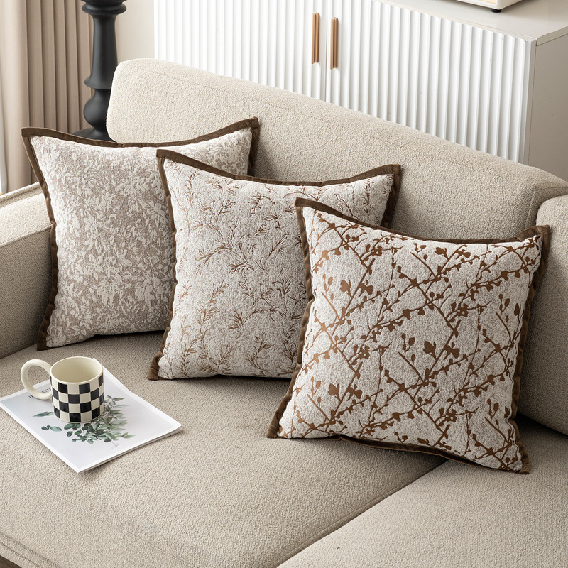 Chenille Pillowcase Without Insert, Light Luxury Sofa Cushion, Home Use Square Headboard Large Backrest, Removable and Washable, High-End