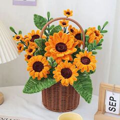 Diy手編みねじり棒シミュレーションひまわり花束手提げ花かご材料セット誕生日プレゼント卸売り