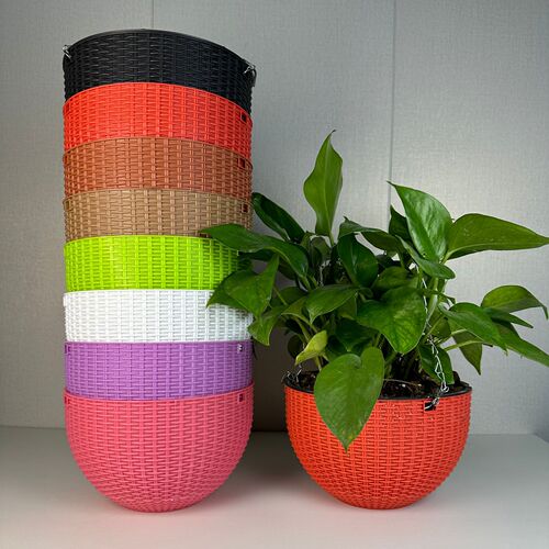New simple imitation rattan green radish hanging basket basin hanging home green plant potted hanging orchid flower pot manufacturer sends hanging chain