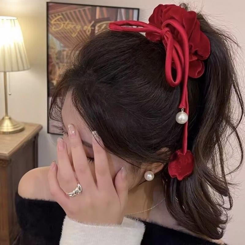 Cinta de tulipán francesa, lazo para el cabello de intestino grueso, sensación de alto nivel, temperamento elegante, cuerda para el cabello, cuerda para el cabello de alta elasticidad, accesorios para el cabello