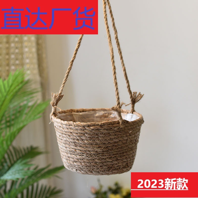 New braided flower pot hanging basket hanging orchid flower pot…